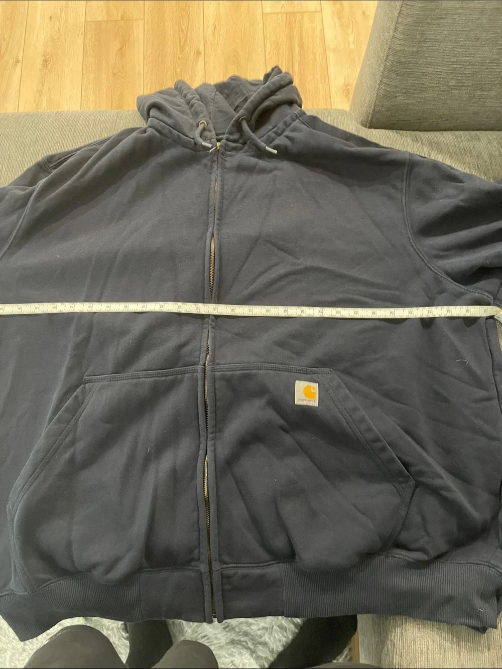 Carhartt Navy Full-Zip Hooded Work Jacket Rain Defender